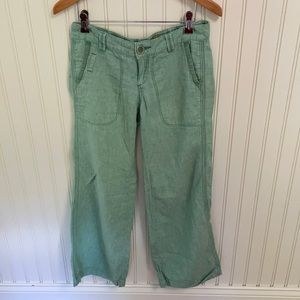 Pilcro Wide Leg Green Linen Pants. Size 0P